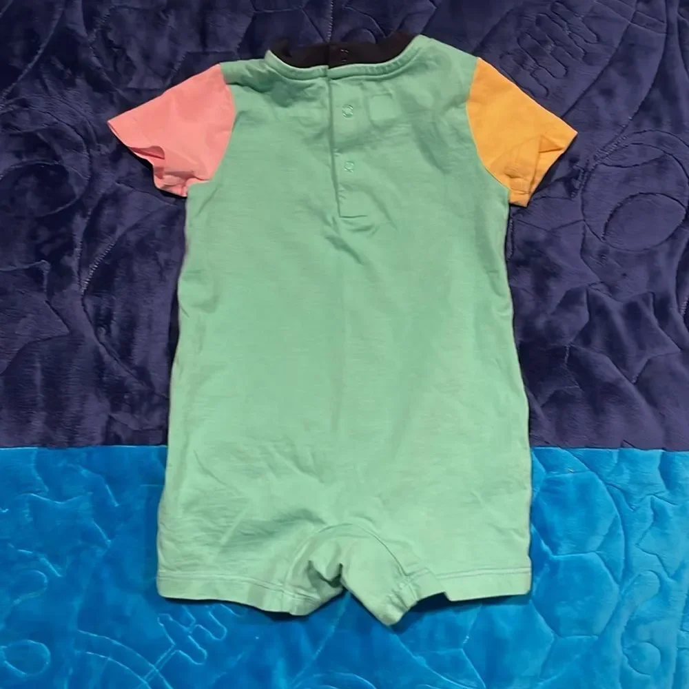 Ralph Lauren Colorblock Romper Sz 3 Months Blue Green